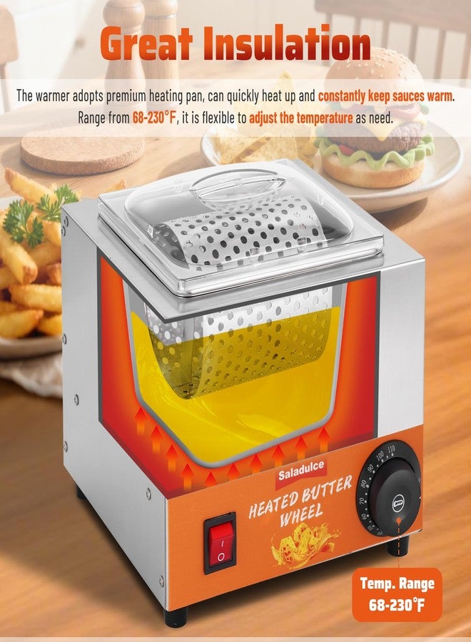 Saladulce عجلة فرد الزبدة الساخنة من سالادولس، مصنوعة من الفولاذ المقاوم للصدأ، مثالية لتسخين الزبدة وتوزيعها على الخبز، مناسبة لوجبات الإفطار والنزهات والشواء والتخييم، تعمل على درجة حرارة تتراوح بين 68 و230 فهرنهايت، بجهد 110 فولت. - Image 2